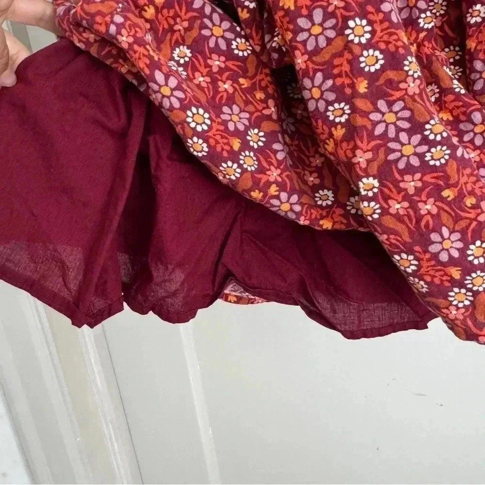 Cat and Jack girls fall dress burgundy floral size L (10/12) - Picture 6 of 6